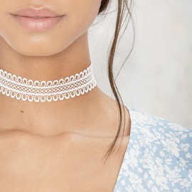 Wedity Lace Collar Clavicle Necklace Short Choker Necklace Adjustable Jewelry for Women Girls, Cotton