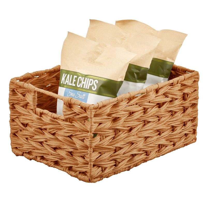 mDesign Woven Farmhouse Kitchen Pantry Food Storage Organizer Basket Bin