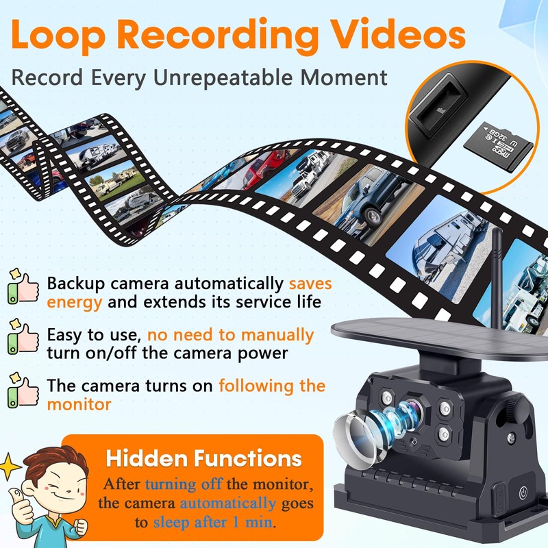 Wireless Backup Camera for RV Install-Free 7-Inch: Magnetic HD 1080P