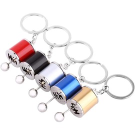 Llavero de palanca de cambios de coche creativo, llavero de modelo de pieza de automóviles, accesorio de metal para hombres (rojo)