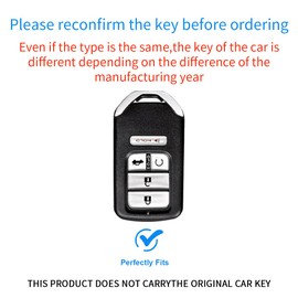 Key Fob Cover Leather Car Compatible with Civic Accord Pilot CR-V HR-V Key Fob Protector Key Case (A5-Black)