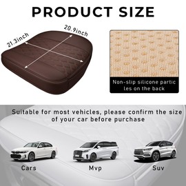Kewucn Car Seat Bottom Covers Pad, Anti Slip Leather Auto Front Seat Cushion Cover with Storage Pocket, Seat Protector Wrap Around The Bottom for Most Vehicles, Car Accessories (Coffee)