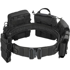 YAKEDA Tool Belt with Pouches: Quick Release Rigger 1.75 Inch Inner & Outer EDC Belt 8 pcs for Men(Black)