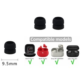 Zotech 5 Pairs Universal Small Double Flange Ear Tips Buds, Small Size Noise Reduce Fit in Case- Black
