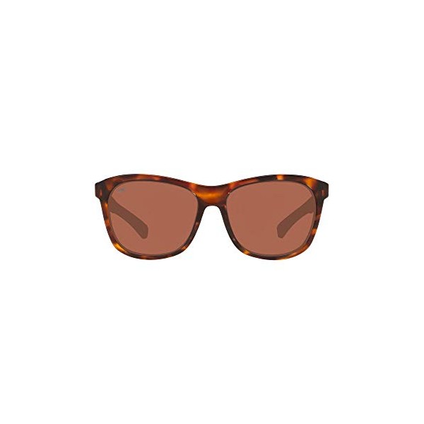 Costa Del Mar Men's Vela Polarized Rectangular Sunglasses, Shiny Tortoise/Copper Polarized-580P, 56 mm