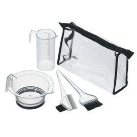 Comair 5-Piece Colouring Accessory Set, Transparent Bag, Measuring Cup, Dye Bowl and Dye Brush