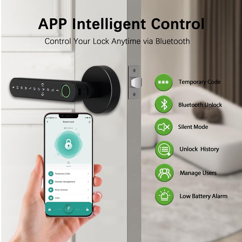 CHEN LCLILICHEN Fingerprint Door Lock Smart Door Knob with Keypad,