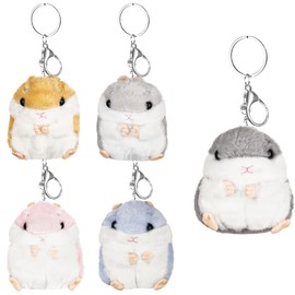 Flahard 5 Pack Cute Hamster Plush Cotton Hamster Stuffed Animal Plush Toy Keychain for Kid Boy Girl Wallet Backpack Handbag Charms Party Favors Goodie Bag Birthday Gift