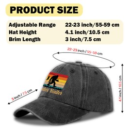 GOSJINNK Funny Bigfoot Fishing Hats Master Baiter Printed Cotton Adjustable Baseball Caps Men's Distressed Washed Black Baseball Hats Trendy Birthday Gifts for Men Dad Grandpa Family Friend Fisher