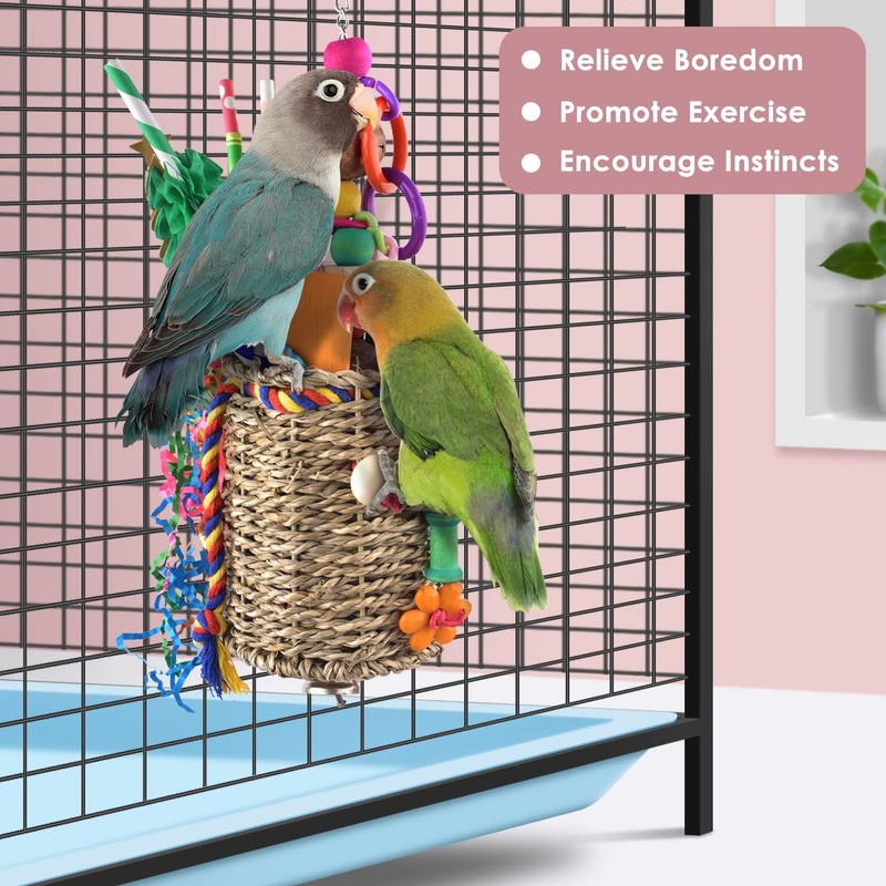 KATUMO Bird Toys, Parrot Grass Basket and Shredding Foraging for