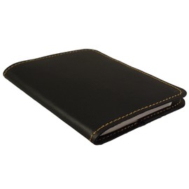 Refillable Leather Pocket Notebook - Mini Composition Cover - Fits Standard 4.5 x 3.25 Mini Composition Book (Black)