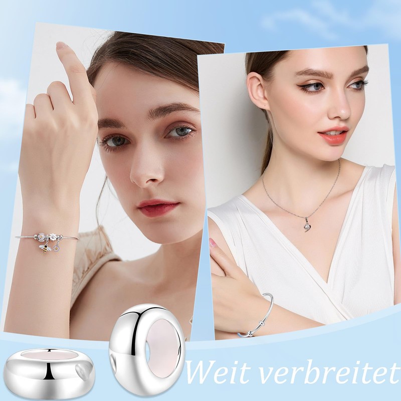 QttvbTna 925 Sterling Silver Spacer Charm Stopper, Pack of 4