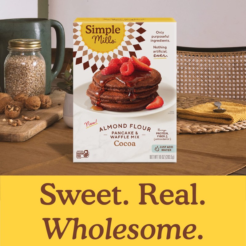 Simple Mills Cocoa Pancake and Waffle Mix, Just add Water,