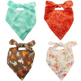 SJANE 4 Pack Dog Bandanas, Adjustable Double Sided Unique Shape Curve Scarf, Dog Puppy Cat Neck Accessories Premium Durable Fabric for Small to Large Pet(X-Large)