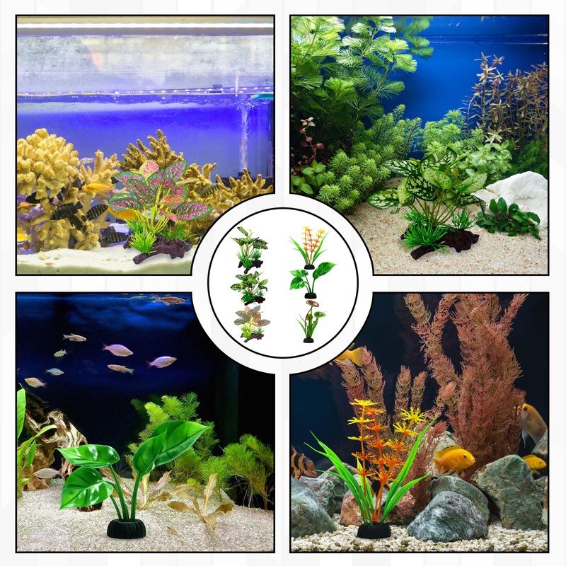 DNTHYRIN 6Pcs Reptile Plants Set, Artificial Vivarium Decoration for Terrariums,