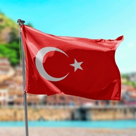 Turkey Flag, Flag 90 cm x 150 cm, Large Flag with Pole Loop and Laces for Fastening, Light Flag, Flag for Sports, Football, Buildings (Turkey 2pcs)