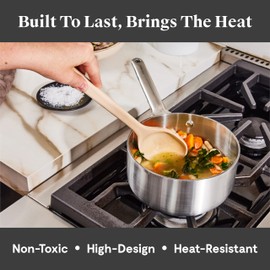 Caraway Stainless Steel Sauce Pan (1.75 Qt) - 5-Ply Stainless Steel - Oven Safe & Stovetop Agnostic - Non Toxic, PTFE & PFOA Free