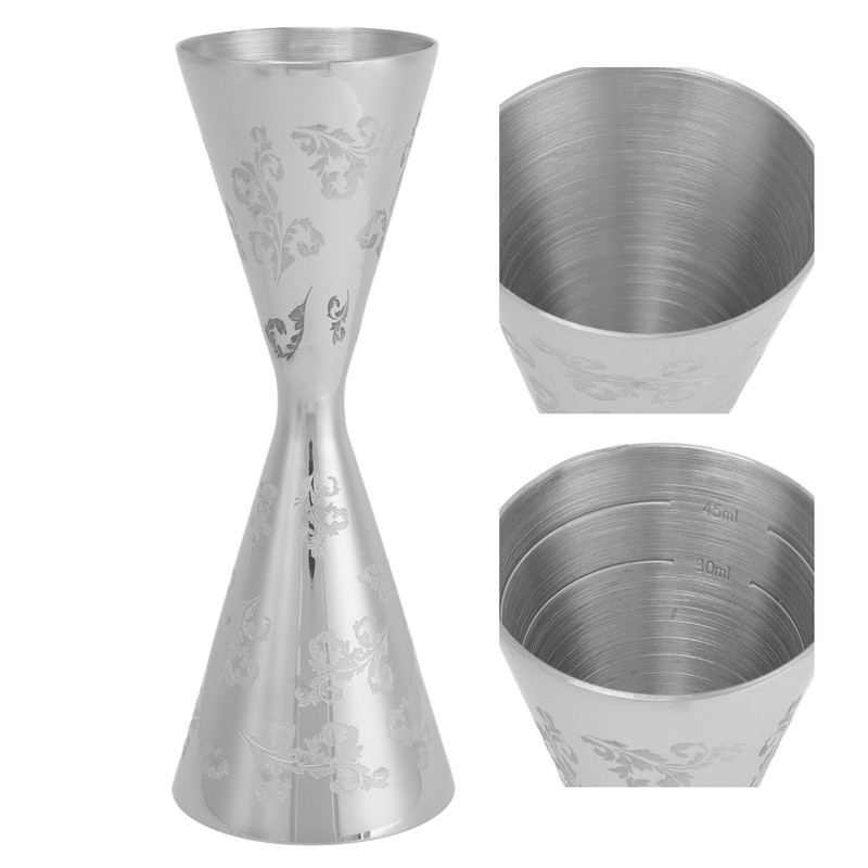 Jigger Stainless Steel Leaves Stripe Double Head Cocktail Bartending Jigger