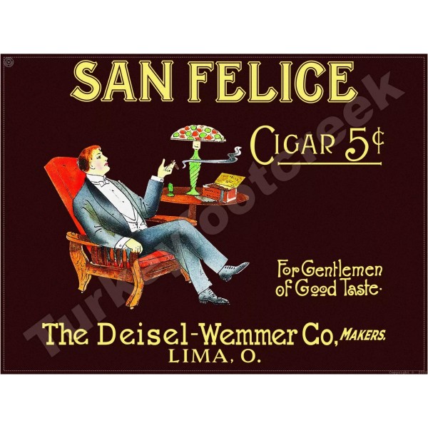 San Felice Cigar 5 Cents 9" x 12" Metal Sign