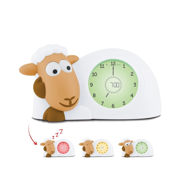 Zazu Sam The Lamb Watch - Sleep Coach Clock and Night Light for Children | Teaches Your Child When to Wake Up with Visual Indicators | Adjustable Brightness | Automatic Shut-Off (Camel)