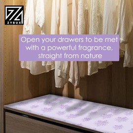 ZYBUX - Scented Drawer Liners - Fragrance for Home's Drawers Shelf Liner Wardrobes, Cabinets, Dresser and Closet | Drawer Liner - 4 Sheets - 43cm x 58cm (Lavender)