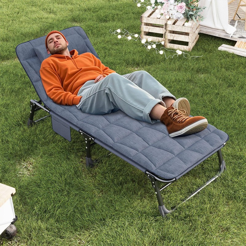 ATORPOK Folding Camping Cot for Adults with Padded Mattress and