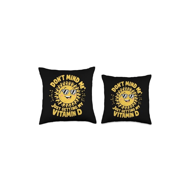 Funny Sun Tanning Vitamin D Summer Throw Pillow