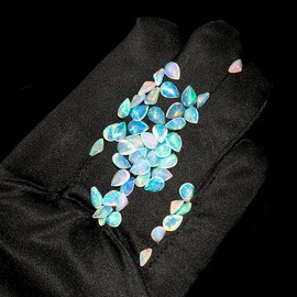 4 Pcs,7X5 MM, AURA GEMS Natural Ethiopian Opal,Briliant Cut, Pear, Shape, Jewelry Making Supply, Chakra Energy Healing Gemstone, Real Crystal, Birthstone, Wholesale deal