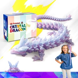 HyBaiS 24 Inch Large 3D Printed Crystal Dragon Toy,Dragon Figurine Large Toy for Kids