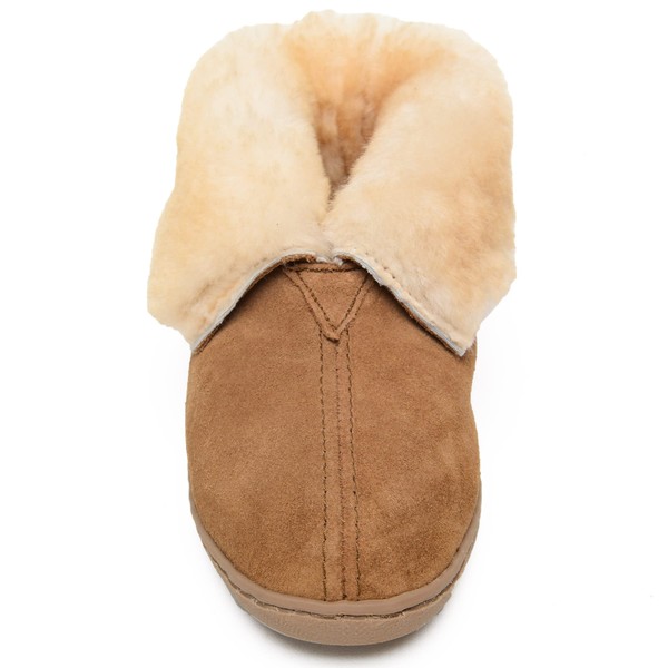 Minnetonka Womens Sheepskin Ankle Boot, Tan, Size 10 Wide