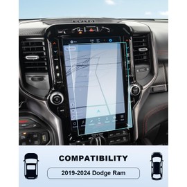 For 2024 Dodge Ram Screen Protector -2019-2022 2023 2024 Ram 1500/2500/3500 (Laramie/Rebel/Limited Longhorn/Limited/TRX) Accessories 9H Tempered Glass 12 Inch Touchscreen Anti-Scratch High Sensitivity
