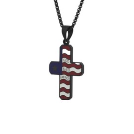 Scddboy American Flag Patriotic Cross Necklace Religious Jewelry Pendant with 23.6+1.96" Adjustable Chain