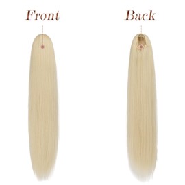 FESHFEN Straight Drawstring Ponytails Extension Long Straight Pony Tails Natural Synthetic Hairpiece Clip in Ponytails Hairpieces for Women, Light Blonde 28 inch
