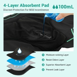 Carer Incontinence Underwear for Men Washable 4 Pack Cotton Mens Incontinence Boxer Briefs with Enlarged Front Absorbent Area for Bladder Leak Protection 100ML Leak Proof Underwear for Men, X-Large