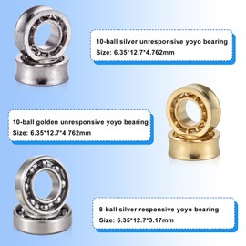 Yoyo Replacement Bearing Pack 4pcs 10 Ball Unresponsive Yoyo Bearings 2pcs 8 Ball Responsive Yoyo Bearings with Axles Yoyo Strings and Bearing Remover Tool