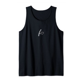 Monogram Initial Letter F Heart Outline Minimalist Design Tank Top