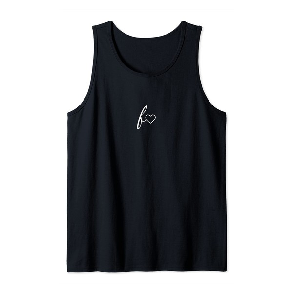 Monogram Initial Letter F Heart Outline Minimalist Design Tank Top