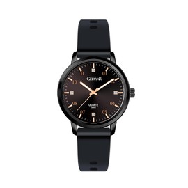 RUYEOOK Quartz Watch, Women's Fashion Casual Wrist Watch with Silicone Band, Rhinestone Markers, Waterproof Sport Watches Gift for Nurse Ladies (G682 Black)