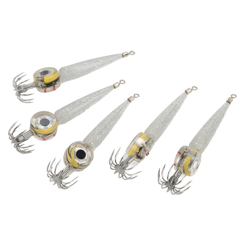 5pcs LED Octopus Hook Strong Penetration High Carbon Steel Electronic