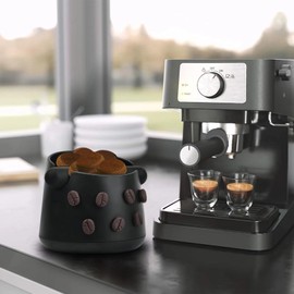 ORALION Contenitore per Fondi di Caffè Pattumiera per set da caffè Knock box per fondi caffè Nero