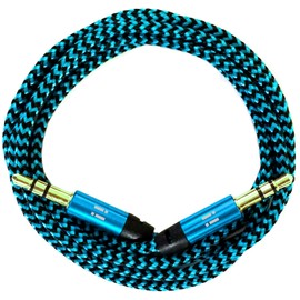 i! - 3 x 0.2 m Premium Nylon AUX Audio Cable Jack 3.5 to 3.5 Jack - Blue + Green + Pink