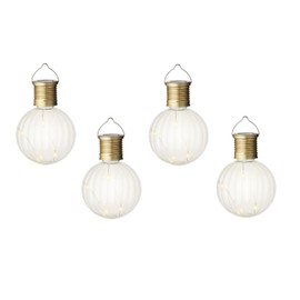 Lumineo Set of 4 Hanging Solar Lights Outdoor - Outdoor Waterproof Garden Lantern with Handle - Warm White Globe Lights - Decorative Garden Lighting.