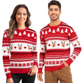 Babioboa Couple Sweater Ugly Christmas Sweaters Matching Outfits for Holiday Party Knitted Pullover(R2,L)