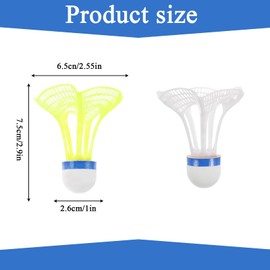 PcvGef Shuttlecocks, windproof badminton balls, pack of 6, yellow and white, ideal for outdoor and indoor use, for training, school and family activities