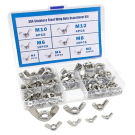 Hooshing 100Pz Kit Surtido de Tuercas de Mariposa M3 M4 M5 M6 M8 M10 M12 Tuercas de Mariposa de Acero Inoxidable 304 Piezas de Fijación
