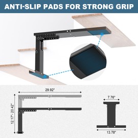 Heavy-Duty Ladder Leveler for Stairs, Adjustable 12"-20"H Ladder Extender Pro for Extension & Single Ladders, High-Strength Steel Extender for Stairs with Non-Slip Platform (29.92" x 7.76"), Foldable