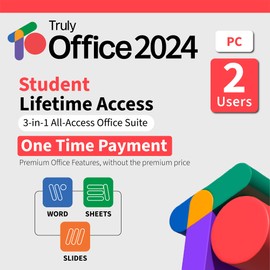 TrulyOffice 2024 Student Lifetime License for Windows | 3 in 1 All Access TrulyOffice Suite | Words, Sheets, Slides | 2 Users | Physical Activation Card