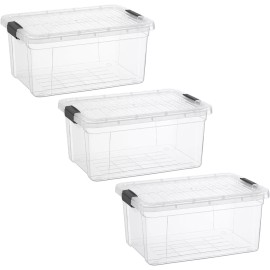 Superio Clear Storage Bins with Lids, 3 Pack- Plastic Storage Boxes - 11 Quart