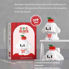 shenhailan Dog Micro Mini Building Blocks Educational Animal Dog Building Blocks for Kids Adults Beginners Gift Toy 376 Pcs (White Poodle)