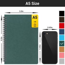 EUSOAR Spiral Notebooks, 12 Packs A5 5.5"x8.3" 120 Pages Hardcover Lined Travel Writing College Ruled Notebooks, Memo Notepad Sketchbook, Students Office Business Subject Diary Book Journal-Dark green